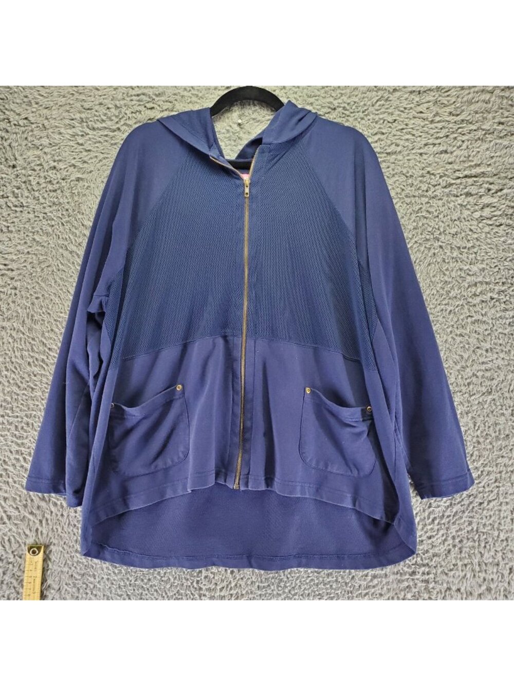 Woman Within Jacket Womens 18/20 Blue Hooded Zip-Up